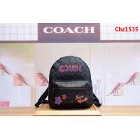COACH蔻馳 31499新款 男女通用款塗鴉 PVC拼皮 休閒雙肩背包 旅行包  Chz1535