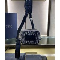 Dior男女同款包 迪奧拉鏈款老花刺繡相機包 Dior肩背斜挎包  dfk1507