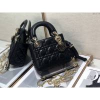 Dior女包 迪奧Lady Dior Mini琺瑯扣戴妃包 Dior手提肩背斜挎包  dfk1736