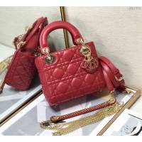 Dior女包 迪奧Lady Dior Mini琺瑯扣戴妃包 Dior手提肩背斜挎包  dfk1753