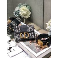 Dior女包 迪奧30 Montaigne Mini Box老花刺繡蒙田包 Dior肩背斜挎包  dfk1758