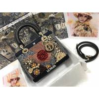 Dior女包 迪奧Lady Dior五格刺繡太陽珠子手袋 Dior手提肩背斜挎包  dfk1789