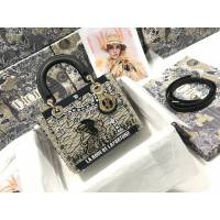 Dior女包 迪奧Lady Dior五格刺繡太陽珠子手袋 Dior手提肩背斜挎包  dfk1790