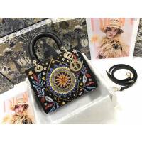 Dior女包 迪奧Lady Dior五格刺繡太陽珠子手袋 Dior手提肩背斜挎包  dfk1791