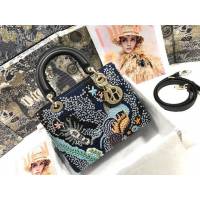 Dior女包 迪奧Lady Dior五格刺繡太陽珠子手袋 Dior手提肩背斜挎包  dfk1792