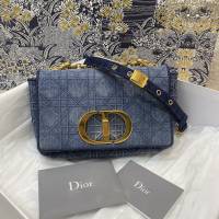 Dior女包 迪奧Caro水洗牛仔藍菱格紋包包 Dior肩背斜挎包  dfk1853