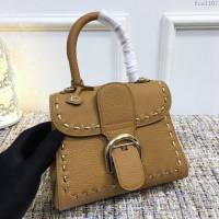 DELVAUX女包 Delvaux brilliantMM不銹鋼蛇鏈外縫 原版皮 德爾沃女手提包 DF0020蛇鏈焦糖 小號 Delvaux女單肩斜挎包  fcs1107