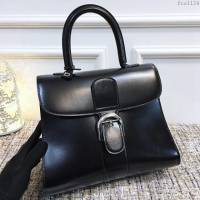 DELVAUX女包 德爾沃Brillant經典款 進口box牛皮 德爾沃女手提包 DV0028黑銀 大號Delvaux單肩包  fcs1124