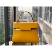 DELVAUX女包 比利時品牌 Tempete手袋 柔軟牛皮 德爾沃女手提包 中號手拎包 Delvaux單肩斜挎包 TP0028太陽黃  fcs1219