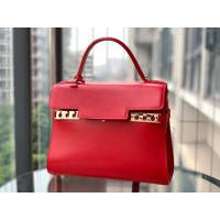 DELVAUX女包 比利時品牌 Tempete手袋 柔軟牛皮 德爾沃女手提包 中號手拎包 Delvaux單肩斜挎包 TP0028大紅色  fcs1224