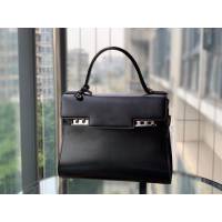 DELVAUX女包 比利時品牌 Tempete手袋 柔軟牛皮 德爾沃女手提包 中號手拎包 Delvaux單肩斜挎包 TP0028黑銀扣  fcs1226