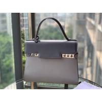 DELVAUX女包 比利時品牌 Tempete手袋 柔軟牛皮 德爾沃女手提包 中號手拎包 Delvaux單肩斜挎包 TP0028拼色灰  fcs1230