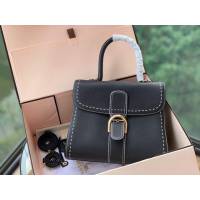 DELVAUX女包 Brillant系列手袋 手縫版黑色MM中號 德爾沃女手提包 女手拎包 Delvaux單肩斜挎包 DF0028手縫黑色  fcs1379