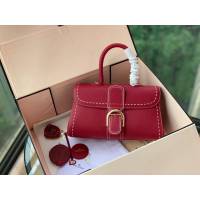 DELVAUX女包 德爾沃比利時單肩包 純手工蜜蠟縫線 德爾沃女手提包 女手拎包 Ds0028手縫酒紅 Delvaux斜挎包  fcs1387