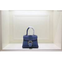 DELVAUX女包 春夏新色 外縫蜜蠟線 德爾沃女手提包 手腕包 DF0020孔雀藍 Delvaux單肩斜挎包  fcs1406