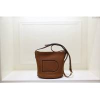 DELVAUX女包 Delvaux Pin春夏系列 進口牛皮 德爾沃女手提包 D00315mini 手縫焦糖色 Delvaux單肩包  fcs1416