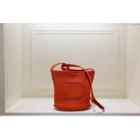 DELVAUX女包 專櫃新色 Delvaux Pin春夏系列 進口牛皮 德爾沃女手提包 D00315mini 橙紅色 Delvaux單肩包  fcs1418