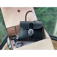 DELVAUX女包 Magritte Brillant系列 原版Box皮 黑配白邊 德爾沃女手提包 Dv0028藍天白雲 Delvaux單肩斜挎包  fcs1423