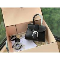 DELVAUX女包 Magritte Brillant系列 原版Box皮 黑配白邊 德爾沃女手提包 Dv0020藍天白雲 Delvaux單肩斜挎包  fcs1424