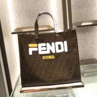 FENDI芬迪 原單頭層牛皮配FENDI專用面料 升級版購物袋 內設拉鏈口袋錢包 6029  fd1684