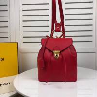 FENDI芬迪 ZAINO F logo雙肩包 插扣式鎖扣 紅色女背包  fd1779