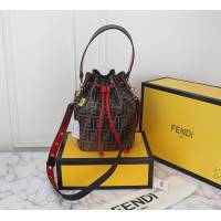 FENDI芬迪 獨家首發 中型款 黑色壓花小牛皮 MON TRéSOR水桶包 5509  fd1877
