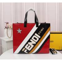 FENDI芬迪 升級版購物袋 立體Logo皮塊拼接做圖案 內設拉鏈口袋錢包 時尚百搭  fd2003