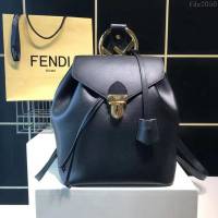 FENDI女包 BACKPACK新款 女士雙肩包 頂部金色五金裝飾 黑色 芬迪女背包  fdz2050