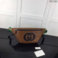 GUCCI古馳 新款 專櫃品質 原單 536416 棕絲印 休閒百搭款 腰包HY1384