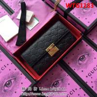 GUCCI古馳 歐洲正品原單 padlock系列 最新二折款 爆款鏈條皮夾 453506 黑色壓全皮 WTG1183