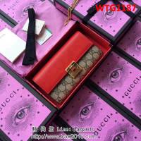 GUCCI古馳 歐洲正品原單 padlock系列 最新二折款 爆款鏈條皮夾 453506 pvc紅皮 WTG1187