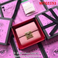 GUCCI古馳 歐洲正品原單 padlock系列 最新款短皮夾 453155 櫻花粉摔紋全皮 WTG1193