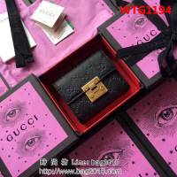 GUCCI古馳 歐洲正品原單 padlock系列 最新款短皮夾 453155 黑色壓花全皮 WTG1194