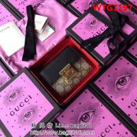 GUCCI古馳 歐洲正品原單 padlock系列 最新款短皮夾 453155 pvc黑皮 WTG1197