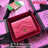 GUCCI古馳 歐洲正品原單 天鵝絨GG marmont小卡包 466492 粉色天鵝絨 WTG1352