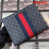 GUCCI古馳 爆款 GG織帶 男士大氣牛皮手拿包 475316 克皮PVC WTG1421