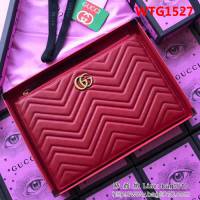 GUCCI古馳 歐洲正品原單 人形紋牛皮手拿包 476440 大紅全皮 WTG1527