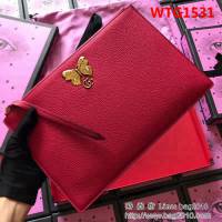 GUCCI古馳 歐洲正品原單 鑲鑽蝴蝶 女士手包 499360 玫紅全皮 WTG1531