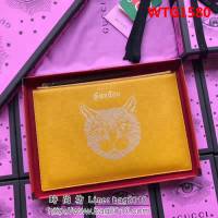 GUCCI古馳 歐洲正品原單 2018最新款 博物館限量版系列 手包貓頭系列 男女通用款 516928 黃色貓頭全皮 WTG1580