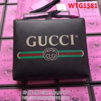 GUCCI古馳 歐洲正品原單 2018早春新款 絲印標緻手包 500981 黑色全皮 WTG1581