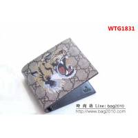 GUCCI古馳 經典款 G家老虎圖案 雙折皮夾 138042 WTG1831