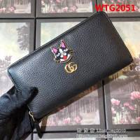 GUCCI古馳 2018新款 萌萌拉鏈包 狗頭限量版 女士長錢包 499337 克全皮 WTG2051