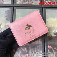 GUCCI古馳 原單 2018新款 萌萌小卡包 狗頭限量版 460185 淺粉皮 WTG2054