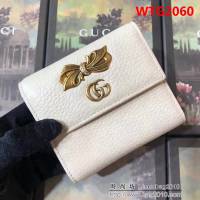 GUCCI古馳 頂級原單 早秋新品 雙色牛皮 女士翻蓋皮夾 524294 白配粉 WTG2060