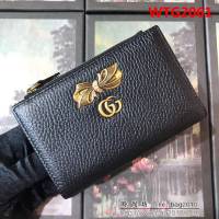 GUCCI古馳 頂級原單 早秋新品 雙色牛皮 女士拉鏈皮夾 524300 黑配粉 WTG2061