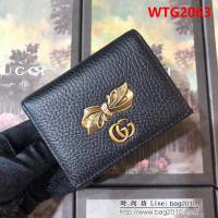 GUCCI古馳 頂級原單 2018早秋新品 女士雙折皮夾 524289 黑配粉 WTG2063