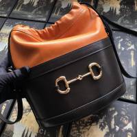 Gucci包 古馳新款女包 Gucci抽繩水桶包 602118啡橙 Gucci肩背女包  gdj1025