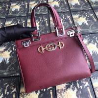 Gucci包 古馳新款全皮女包 Gucci馬銜扣手提女包 Gucci肩背包 569712紅皮  gdj1037