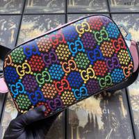Gucci女包 古馳新款GG Marmont迷你鏈條包 Gucci小號斜挎包 574969黑拼全皮  gdj1121