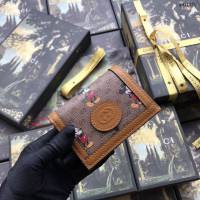 Gucci錢包 古馳2020新款 甩紋牛皮 Gucci三折短錢包 474746裸全皮  gdj1175